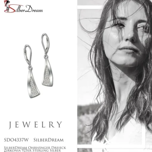 SilberDream Ohrhänger Dreieck Zirkonia 925er Sterling Silber Damen SDO4337W