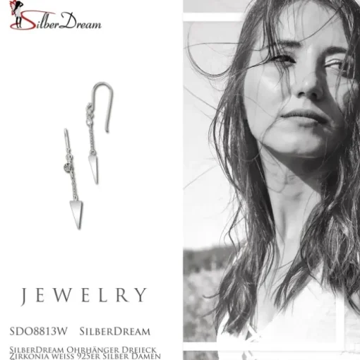 SilberDream Ohrhänger Dreieck Zirkonia weiß 925er Silber Damen Ohrring SDO8813W