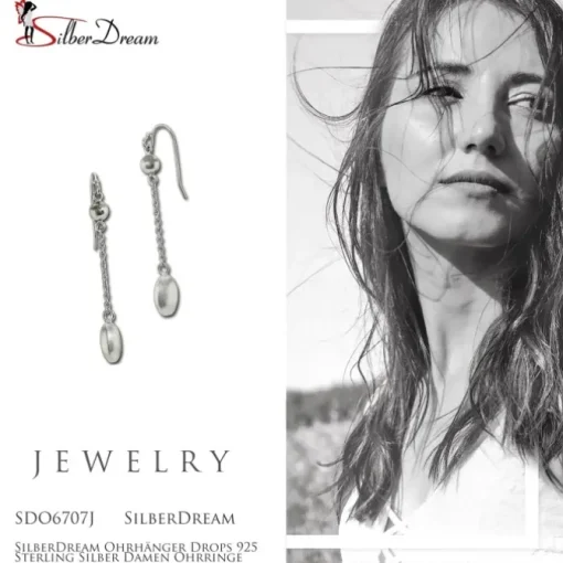SilberDream Ohrhänger Drops 925 Sterling Silber Damen Ohrringe SDO6707J