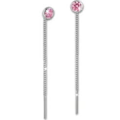 SilberDream Ohrhänger Durchzieher Zirkonia rosa 3mm 925 Silber SDO5963A