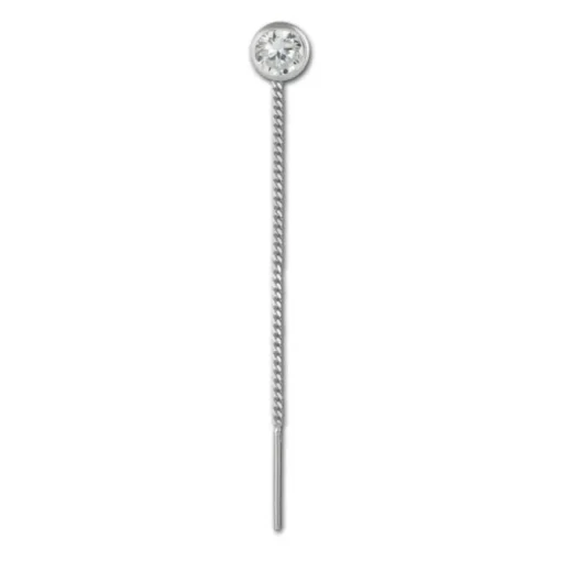 SilberDream Ohrhänger Durchzieher Zirkonia weiß 4mm 925 Silber SDO5964W