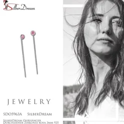 SilberDream Ohrhänger Durchzieher Zirkonia rosa 3mm 925 Silber SDO5963A