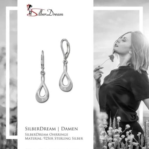 SilberDream Ohrhänger Elegance Zirkonia weiß 925 Silber Ohrring SDO4284W