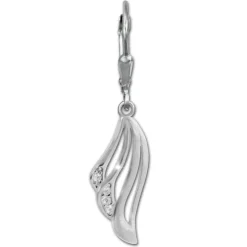 SilberDream Ohrhänger Fächer Zirkonia weiß 925 Sterling Silber Damen SDO4374W
