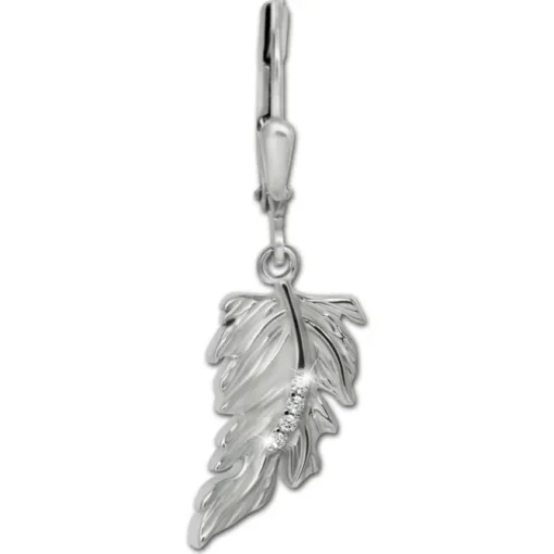 SilberDream Ohrhänger Feder Zirkonia weiß 925 Silber Ohrring SDO4426W