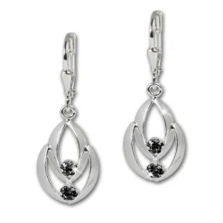 SilberDream Ohrhänger Glamour Zirkonia schwarz Ohrring 925er SDO522S