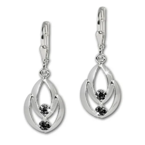 SilberDream Ohrhänger Glamour Zirkonia schwarz Ohrring 925er SDO522S