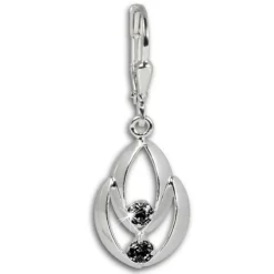 SilberDream Ohrhänger Glamour Zirkonia schwarz Ohrring 925er SDO522S