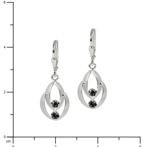 SilberDream Ohrhänger Glamour Zirkonia schwarz Ohrring 925er SDO522S