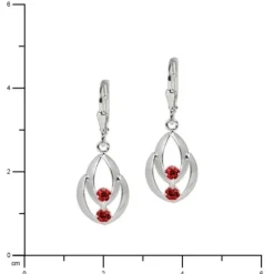 SilberDream Ohrhänger Glamour Zirkonia rot Ohrring 925 Silber SDO522R