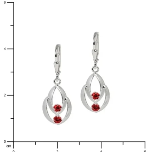 SilberDream Ohrhänger Glamour Zirkonia rot Ohrring 925 Silber SDO522R