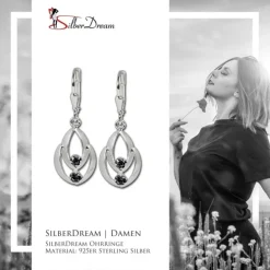 SilberDream Ohrhänger Glamour Zirkonia schwarz Ohrring 925er SDO522S