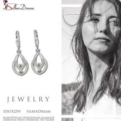 SilberDream Ohrhänger Glamour Zirkonia weiß Ohrring 925 Silber SDO522W