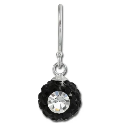 SilberDream Ohrhänger Glitzer Kugel Eye schwarz Zirkonia 925er SDO8603S