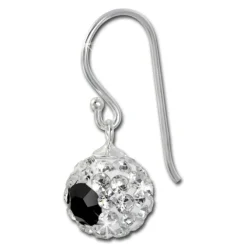 SilberDream Ohrhänger Glitzer Kugel Eye weiß Zirkonia 925er SDO8603W