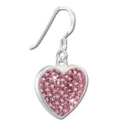 SilberDream Ohrhänger Glitzer Herz Zirkonia rosa 925 Silber SDO8600A