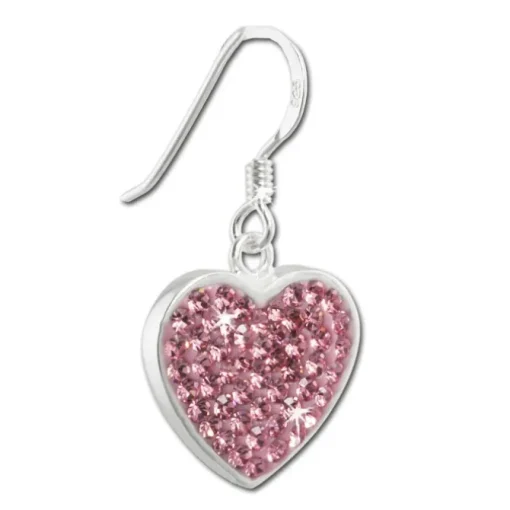 SilberDream Ohrhänger Glitzer Herz Zirkonia rosa 925 Silber SDO8600A