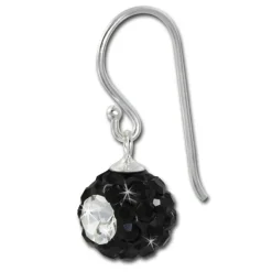 SilberDream Ohrhänger Glitzer Kugel Eye schwarz Zirkonia 925er SDO8603S