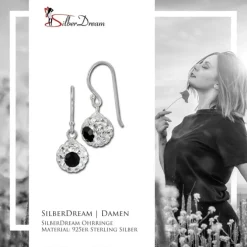 SilberDream Ohrhänger Glitzer Kugel Eye weiß Zirkonia 925er SDO8603W