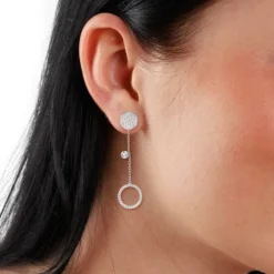 SilberDream Ohrhänger Kreis Zirkonia 925 Silber Damen Doppelohrring GSO431W