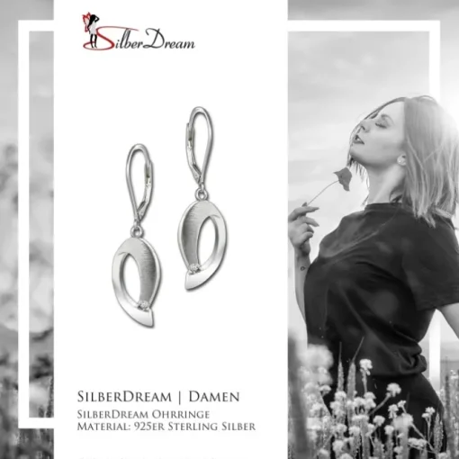 SilberDream Ohrhänger O-Form Zirkonia 925 Sterling Silber Damen Ohrring SDO4338W