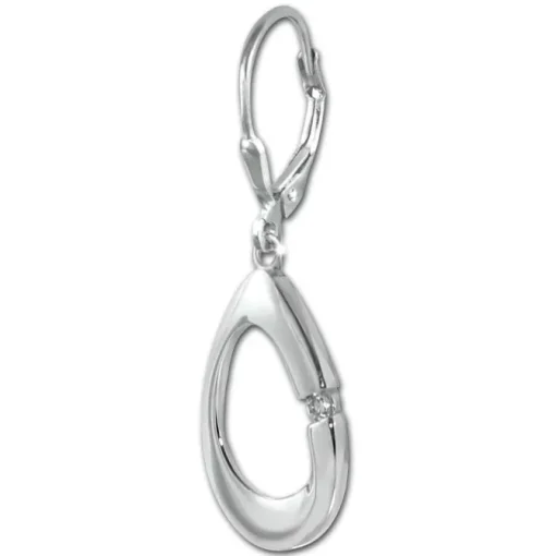 SilberDream Ohrhänger Oval Zirkonia weiß 925 Sterling Silber Damen SDO4383W