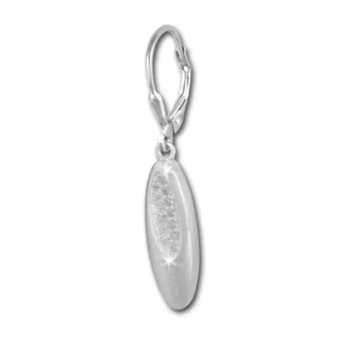 SilberDream Ohrhänger Oval Zirkonia weiß 925 Silber Ohrring SDO354M