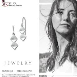 SilberDream Ohrhänger Quadrate 925er Sterling Silber Damen Ohrring SDO8810J