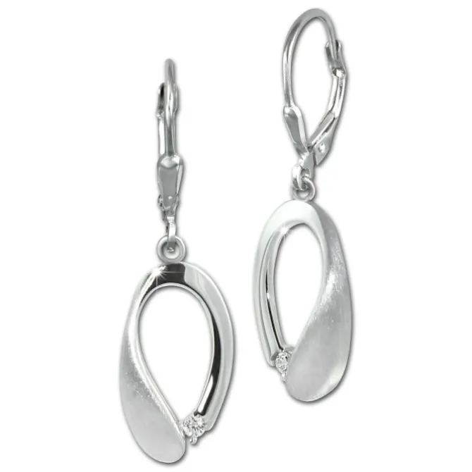 SilberDream Ohrhänger Träne Zirkonia weiß 925 Sterling Silber Damen SDO4381W