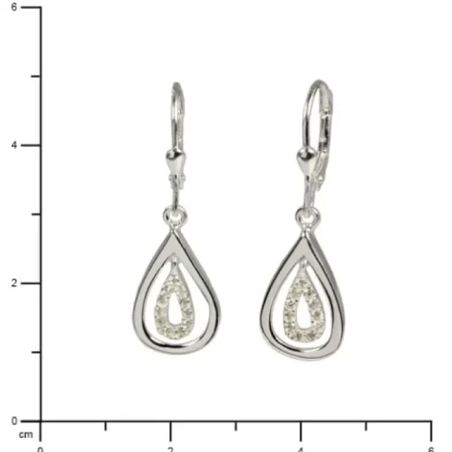 SilberDream Ohrhänger Träne Zirkonia weiß 925 Silber Ohrring SDO325