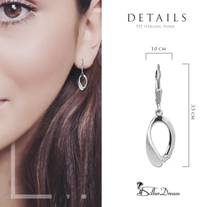 SilberDream Ohrhänger Träne Zirkonia weiß 925 Sterling Silber Damen SDO4381W