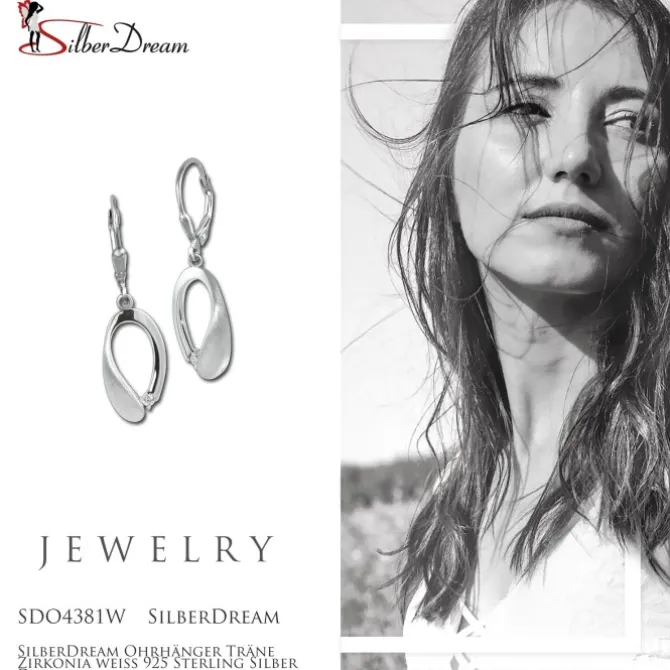 SilberDream Ohrhänger Träne Zirkonia weiß 925 Sterling Silber Damen SDO4381W