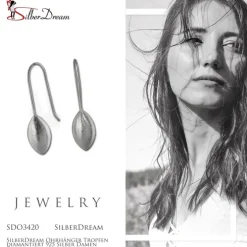 SilberDream Ohrhänger Tropfen diamantiert 925 Silber Damen Ohrring SDO3420