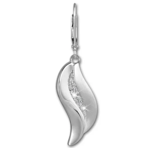 SilberDream Ohrhänger Welle Zirkonia weiß 925 Silber Ohrring SDO4292W
