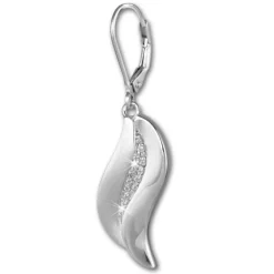 SilberDream Ohrhänger Welle Zirkonia weiß 925 Silber Ohrring SDO4292W