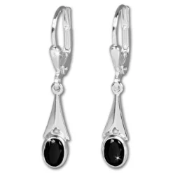 SilberDream Ohrhänger Zirkonia Stein schwarz Ohrring 925 Silber SDO514S