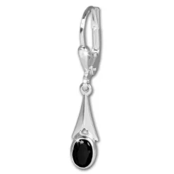 SilberDream Ohrhänger Zirkonia Stein schwarz Ohrring 925 Silber SDO514S