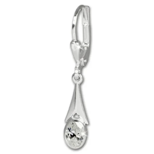 SilberDream Ohrhänger Zirkonia Stein weiß Ohrring 925 Silber SDO514W