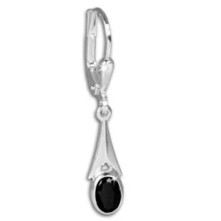 SilberDream Ohrhänger Zirkonia Stein schwarz Ohrring 925 Silber SDO514S