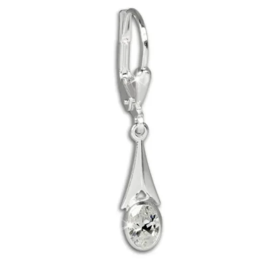 SilberDream Ohrhänger Zirkonia Stein weiß Ohrring 925 Silber SDO514W