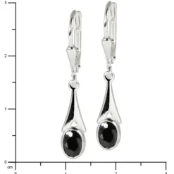 SilberDream Ohrhänger Zirkonia Stein schwarz Ohrring 925 Silber SDO514S