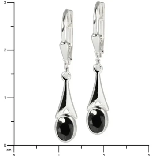 SilberDream Ohrhänger Zirkonia Stein schwarz Ohrring 925 Silber SDO514S