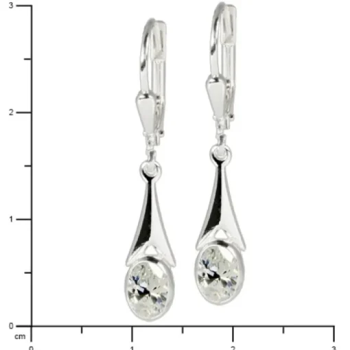 SilberDream Ohrhänger Zirkonia Stein weiß Ohrring 925 Silber SDO514W