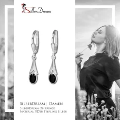 SilberDream Ohrhänger Zirkonia Stein schwarz Ohrring 925 Silber SDO514S