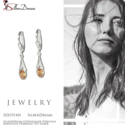 SilberDream Ohrhänger Zirkonia bernstein Ohrring 925 Silber SDO514N