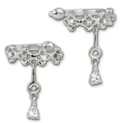 SilberDream Ohrklemme Blumen Zirkonia Ear Cuff Ohrringe 925 Silber GSO436W