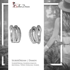 SilberDream Ohrklemme Line Zirkonia Ear Cuff Ohrringe 925 Silber GSO469W