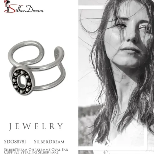 SilberDream Ohrklemme Oval Ear Cuff 925 Sterling Silber Fake Piercing SDO8878J