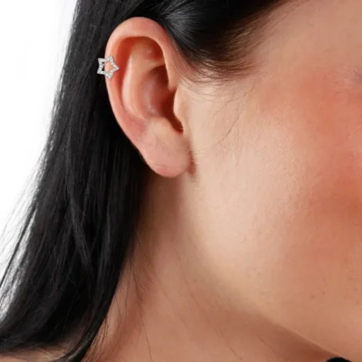 SilberDream Ohrklemme Stern Zirkonia Ear Cuff Ohrringe 925 Silber GSO434W