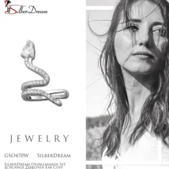 SilberDream Ohrklemmen Set Schlange Zirkonia Ear Cuff Ohrring 925 Silber GSO470W